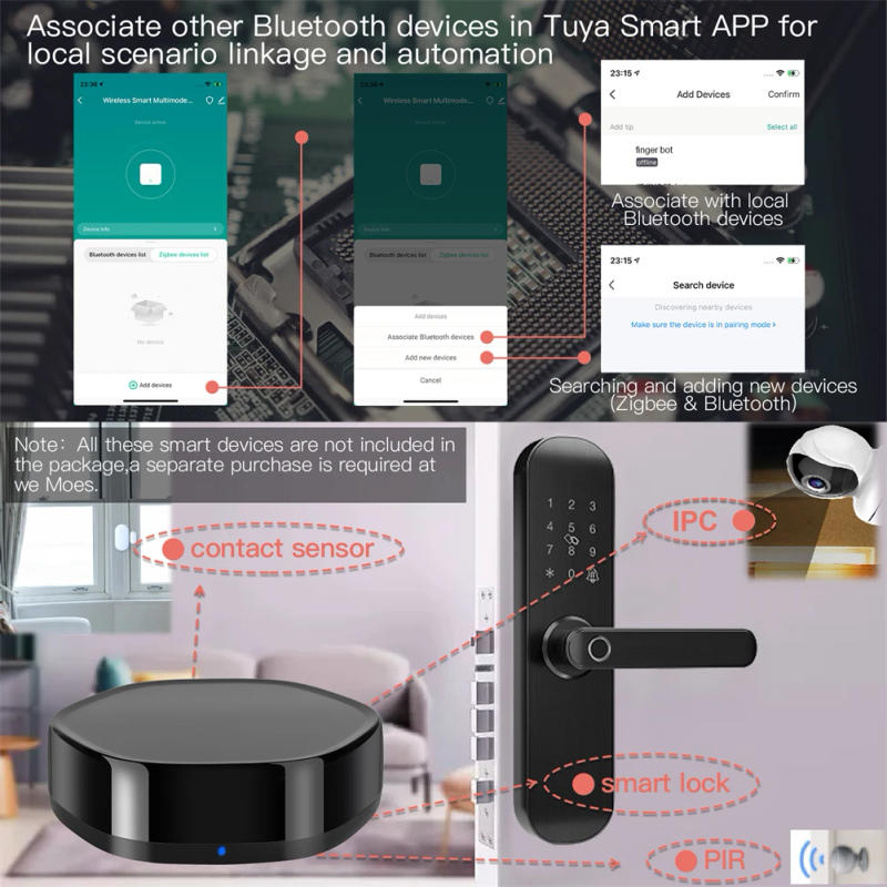 Description Picture 5 of itemTuya Smart Home WiFi 2 in 1 Wireless Multi-function BLE Mesh+ZigBee Gateway with 38K IR Remote Controller via Alexa Google Home