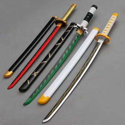 Description Picture 6 of item80cm Demon Slayer Japanese Katana Kimetsu No Yaiba Kyoujurou Cosplay Prop Large Katana Wooden Ninja Anime Samurai Sword Kid Toys