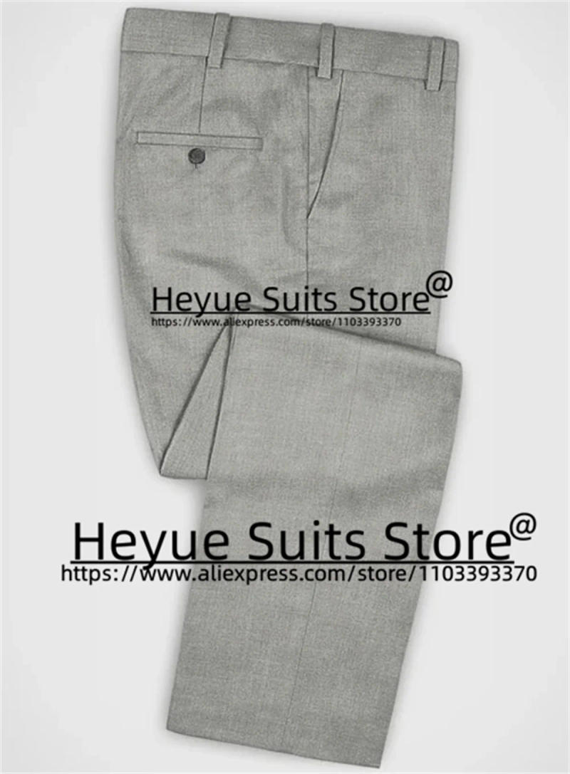 Description Picture 4 of itemTailor Made (XS—6XL) Elegant Wedding Groom Formal Tuxedos Gray Classic Prom High Qublity 3Pieces Sets terno masculinos completo