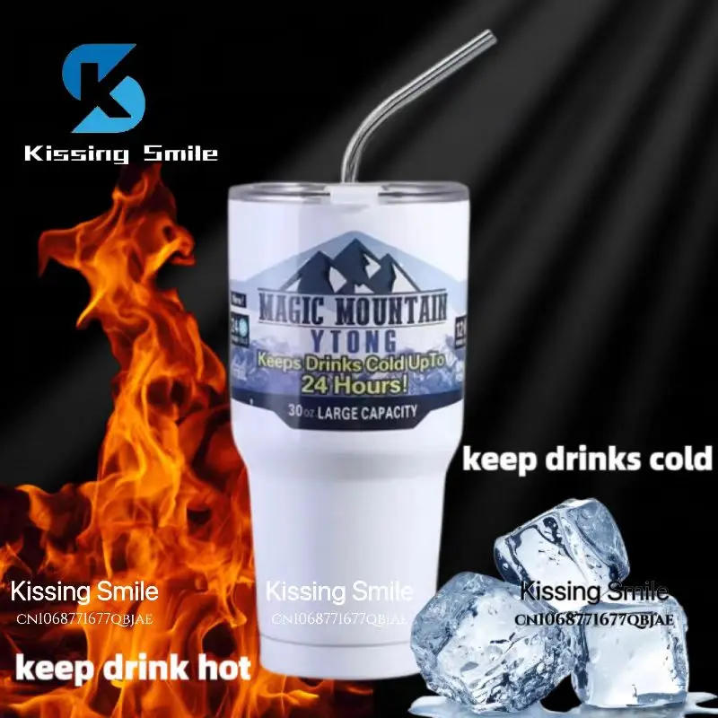 Description Picture 4 of itemMagic Mountain Cup Thermos Frreze Super Thermal Car Mug Vacuum Flask Insulated Water Bottle Stainless Steel Straw Keep Beer Cold