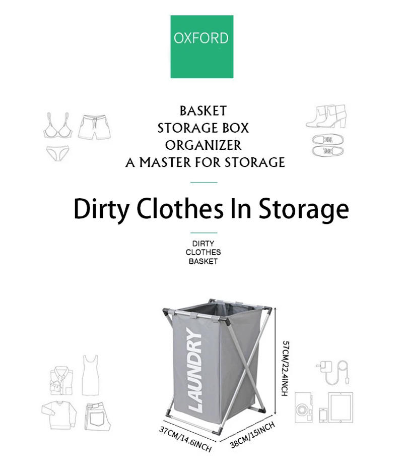 Description Picture 4 of itemLarge Laundry Basket Foldable Waterproof Grid Organizer Basket Dirty Clothes Toys Laundry Baskets Storage Household Organizers
