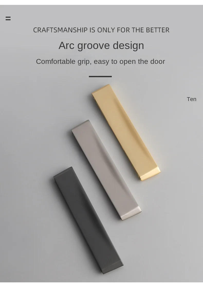 Description Picture 3 of itemGold Copper Brushed Grey Door Handles Modern Simple Light Luxury Wardrobe Cabinet Drawers Cabinet Door Handles Furniture