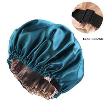 Hair Cap Satin Reversible Salon Sleeping Cap Elastic Adjustment Button Silk Round Cap Beauty Hair Care Styling Accessories