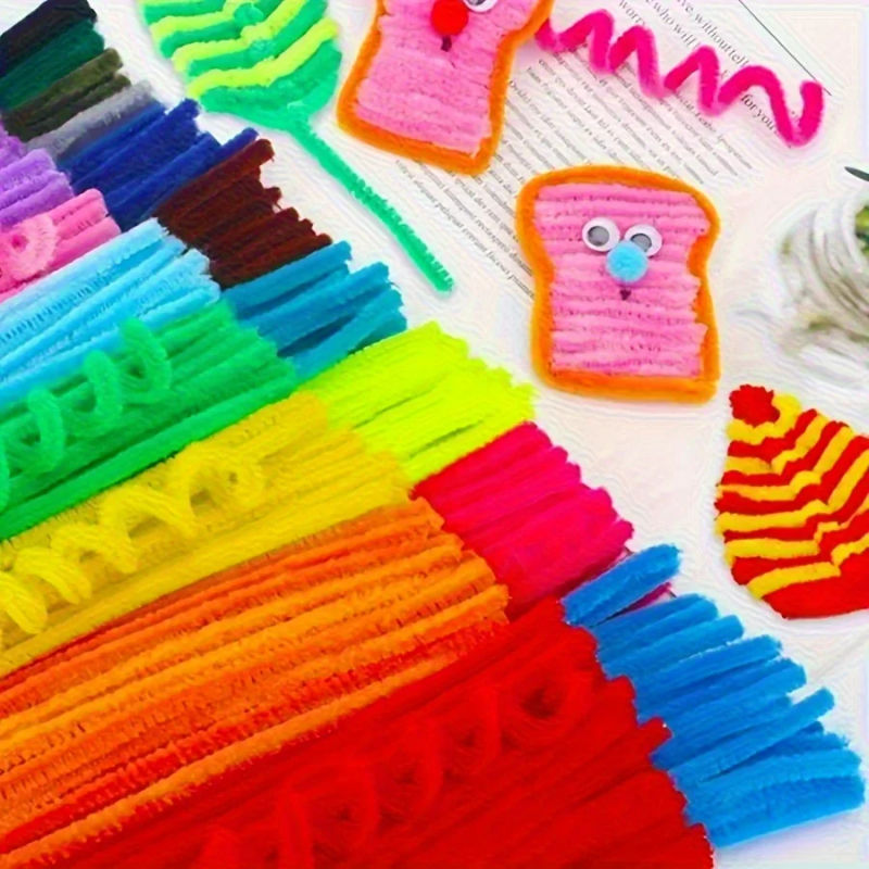 Description Picture 4 of item100/200/400pcs Colorful Soft Flexible Fabric Pipe Cleaners - Multipurpose DIY Craft Supplies for Creative Fun & Handmade JXB