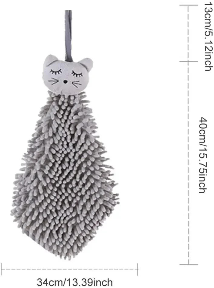 Description Picture 2 of itemCartoon Cute Wall-mounted Coral Velvet Hand Towel with Lanyard Strong Absorbent Hand Towels Suitable for Kitchen Bathroom