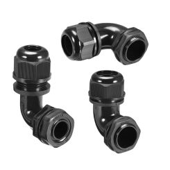 2Pcs Nylon Waterproof 90 Degree Cable Gland M16 M20 M25 M32 Joint Adjustable Locknut for 4-7mm 6-10mm 9-14mm 18-25mm Dia Cable