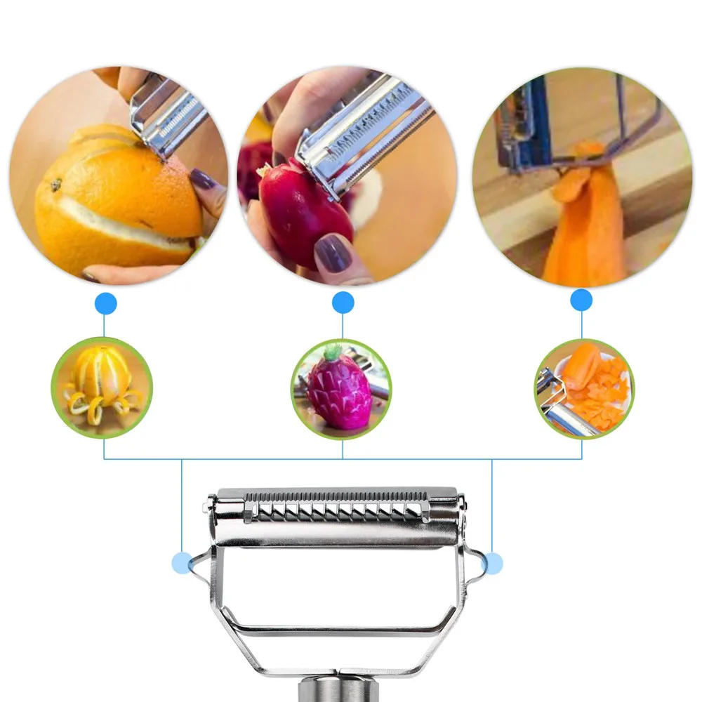 Description Picture 6 of itemStainless Steel Peeler Fruit Vegetable Melon Potato Carrot Cucumber Multifunction Grater Julienne Peeler Slice Home Kitchen Tool