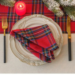 Christmas Scottish Tartan Plaid Cloth Napkins Classsic Red Plaid Dinner Napkins Festive Handkerchief for Home Party Table Decor