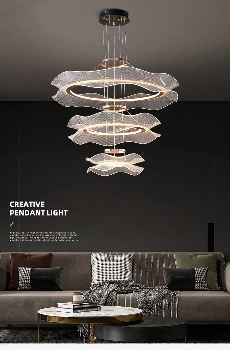 Description Picture 5 of itemRound Modern Home Led Light for Living Room Nordic Led Ceiling Chandelier for Dining Room Indoor Living Room Pendant Lights