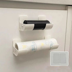 Wall Mounted Organizer No Hole Storage Tray Kitchen Shelf Cling Film Trash Bag Organizer Cabinet Refrigerator Side Storage Shelf