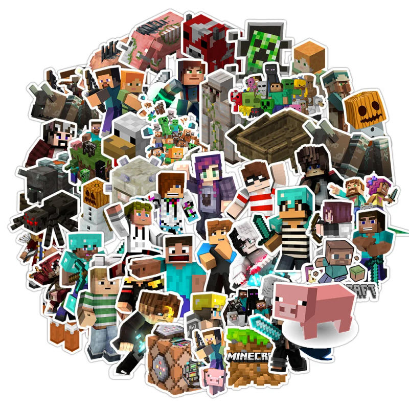 Description Picture 2 of item50pcs Minecraft Cartoon Graffiti Stickers Water Bottle Suitcase Laptop Waterproof Sticker Decoration