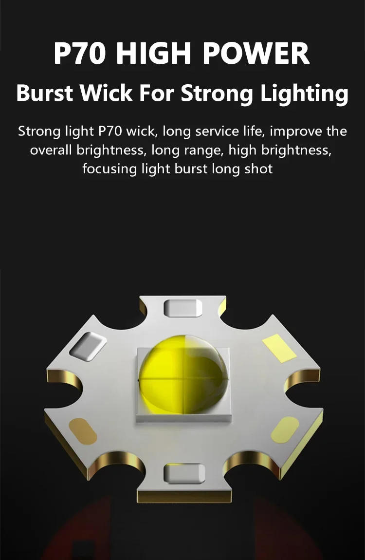 Description Picture 4 of itemMost Powerful XHP70 LED Work Light Solar Charging Searchlight USB Rechargeable Flashlight Camping Lantern Torch Spotlight