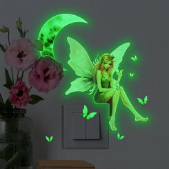 Fairy Elf Fairy Luminous Wall Stickers for Kids Rooms Girls Room Home Decor Glow In The Dark Fluorescent Light Switch Stickers