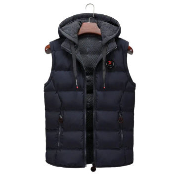 Hooded Plus Size Men Slim Fit Stand Collar Sleeveless Puffer Jackets Spring Autumn Casual Waistcoat Men Warm Coat 2024Trends