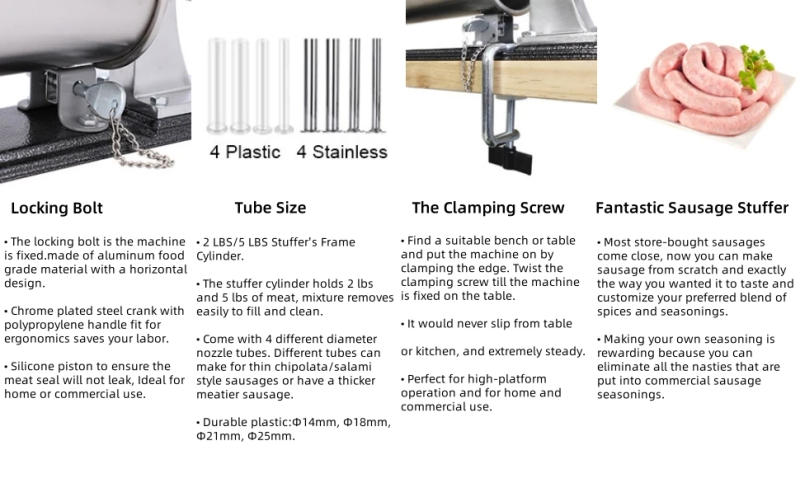 Description Picture 5 of itemMASTER FENG 6LBS Horizontal Sausage Stuffer with 8 Filling Nozzles