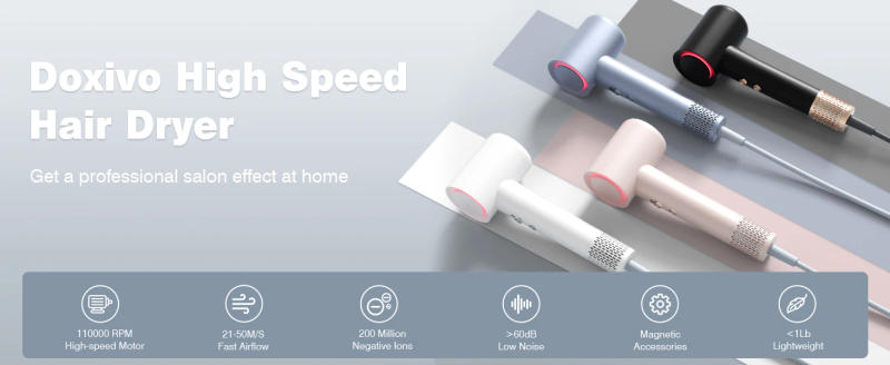 Description Picture 2 of itemDoxivo High-speed Hair Dryer 1500W Lightweight Powerful Brushless Motor Low Noise Quick Dryer Negative Ionic Blow Dryer