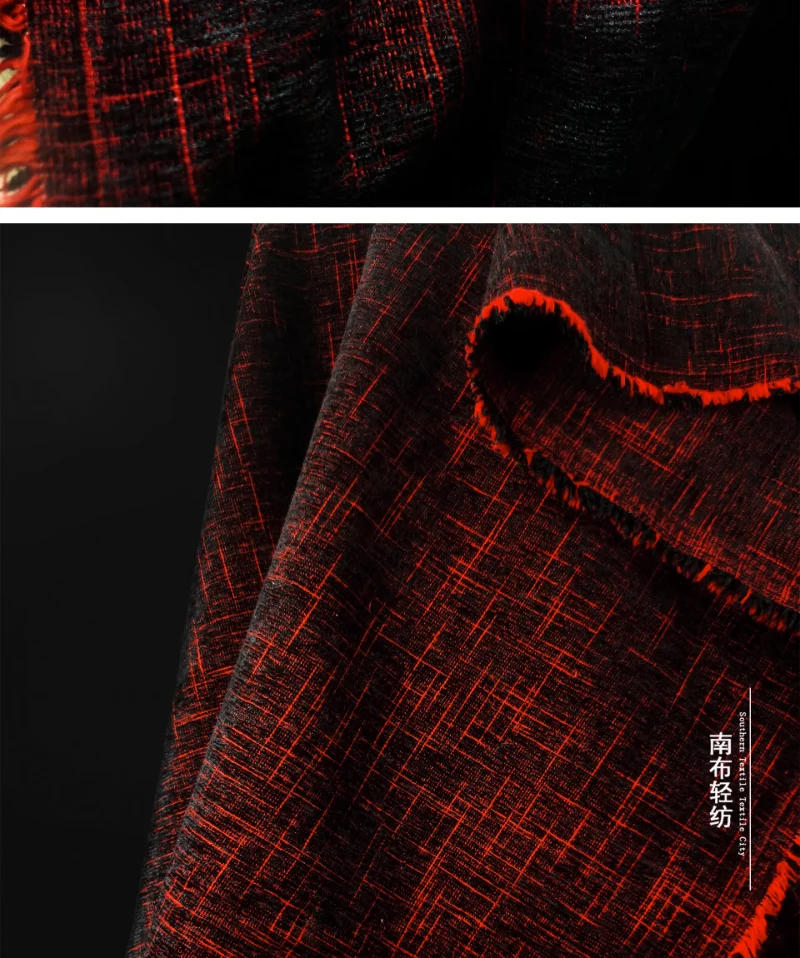 Description Picture 3 of itemRed Velvet Fabric Dark Patterned Texture Creative Thick Clothing Windbreaker Cloth Apparel Diy Sewing Meters Material