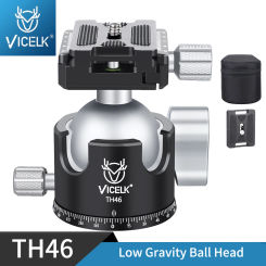 VICELK 46mm Ball Professional Tripod Ball Head Low Gravity Center Panoramic CNC Ballhead for Tripod Monopod Camera Load 25kg