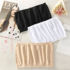 2023 New Summer Women Modal Bandeau Top Solid Breathable Strapless Bra Bandeau Soft Seamless Women Casual Tank Crop Tops