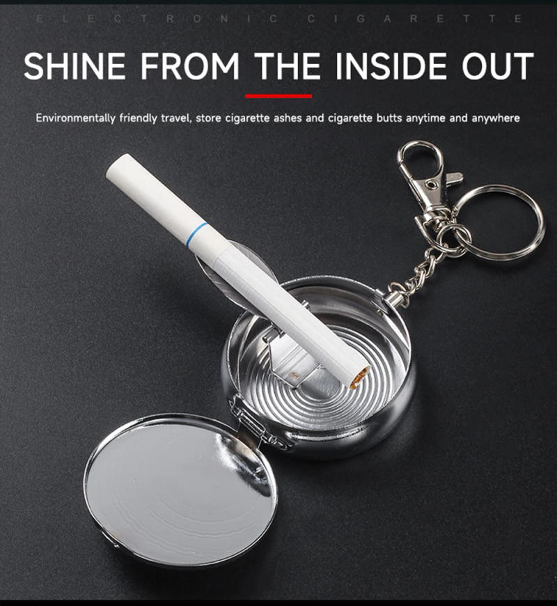 Description Picture 2 of itemCreative Mini Portable Ashtray with Keychain Cigarette Rack Travel Outdoor Car Ash Storage Box Smoking Accessories