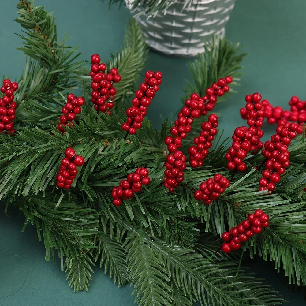 Description Picture 4 of item30/1Pcs Christmas Simulation Red Berries Artificial Holly Berry Stamen Fake Plants DIY Wreath Ornaments Xmas Party Home Decor