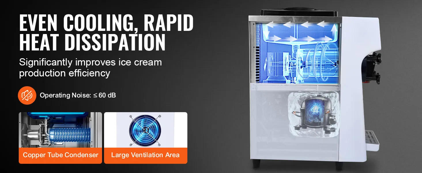 Description Picture 6 of itemVEVOR Commercial Ice Cream Machine 1000W Single Flavor Countertop Soft Serve Ice Cream Maker Touch Screen Auto Clean Pre-cooling