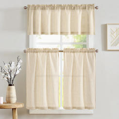 JINCHAN Japanese Linen Kitchen Curtains And Valance Sets Design Striped Small Window Curtain Rod Pocket Living Room Cove Drapes