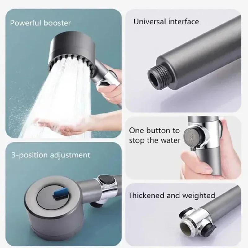 Description Picture 6 of itemHigh Pressure Shower Head Filter Water-saving Shower 4-mode Adjustable Spray with Massage Brush Rain Faucet Bathroom Accessories