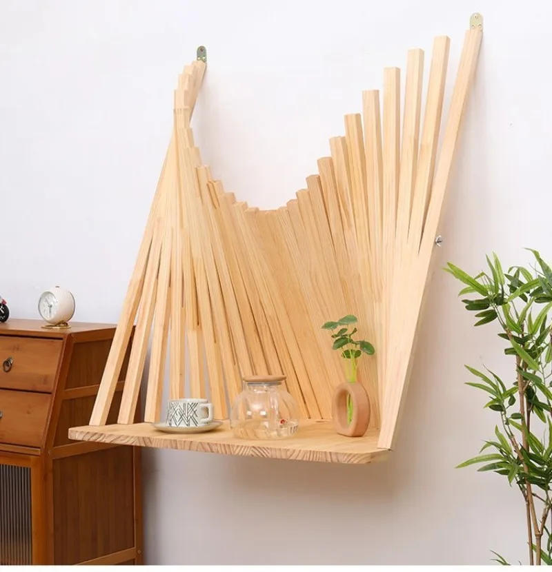 Description Picture 2 of itemSolid Wood Folding Table Simple Living Room Side Tables Coffee Corner Multifunctional Wooden Storage Portable Bedroom Furniture