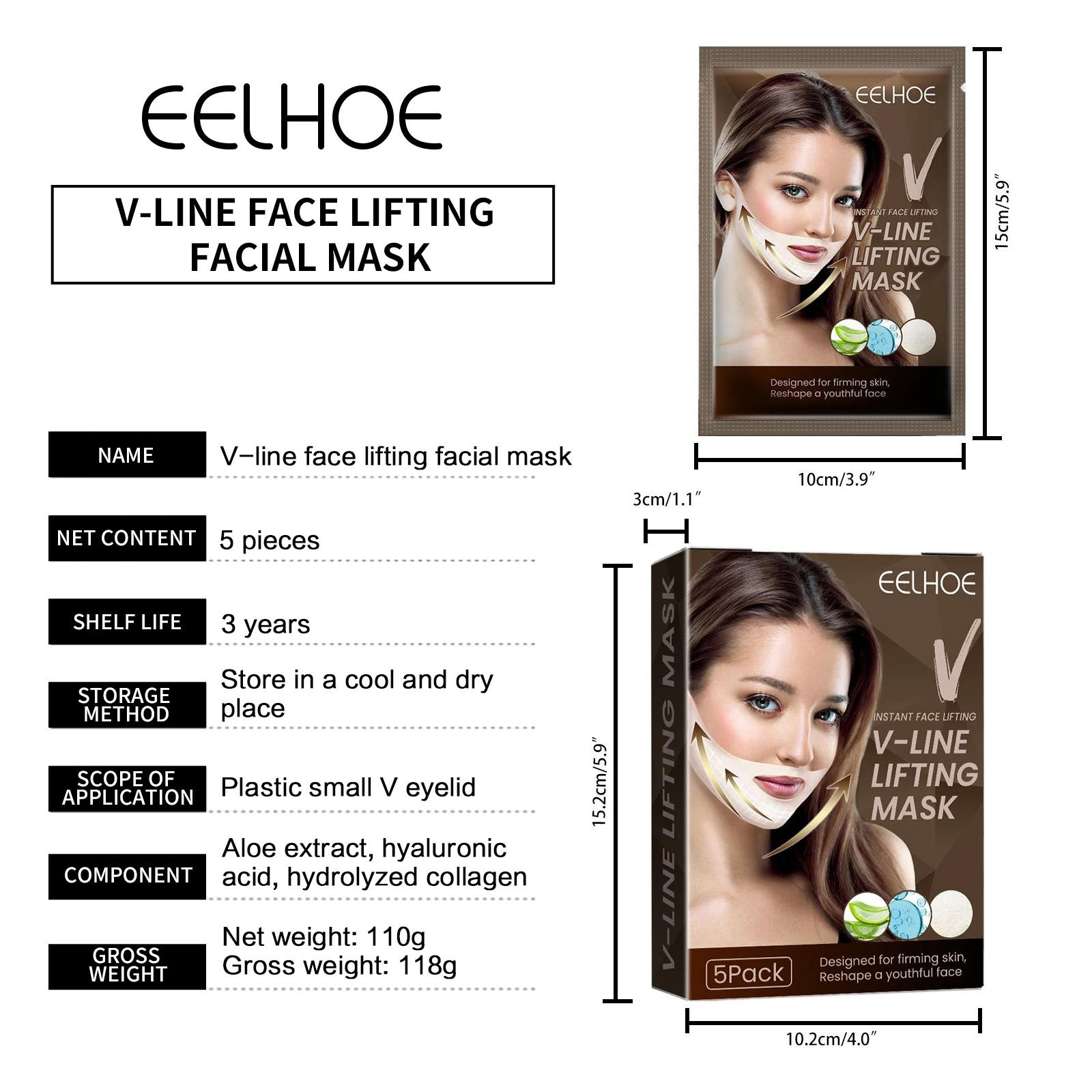 Description Picture 6 of itemEELHOE Face Lifting Masks V Shaping Face Chin Firming Moisturizing Anti Aging Anti Sagging V Shape Face Lift up Mask Skin Care