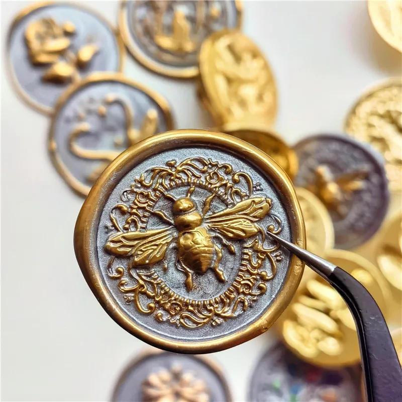 Description Picture 2 of item3D Embossed Wax Seal Stamp Rose Bee Sealing Wax Stamp Head For Scrapbooking Cards Envelopes Wedding Invitations Gift Packaging