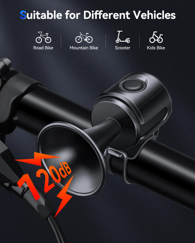 Description Picture 3 of item120dB Bike Horn Electric Bicycle Bell ‎Handlebar Mount Waterproof Bicycle Accessories for Adults Kids Mountain Bike/Scooter