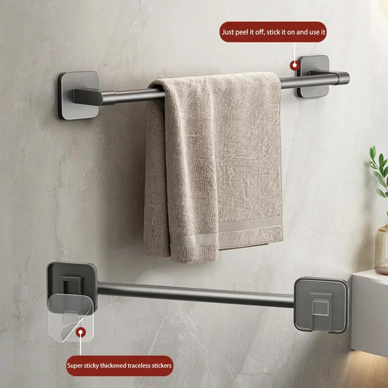 Description Picture 4 of item30/40/50cm Bathroom Towel Holder Without Drilling Bathroom Corner Shelf Towel Bar Self-Adhesive Bathroom Storage Rack Towel Rail
