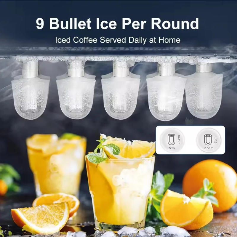 Description Picture 6 of item1.3L Large Capacity Ice Machine with Self-Cleaning 9 Bullet Ice Cubes in 6 Mins Household Ice Maker with Ice Scoop and Basket