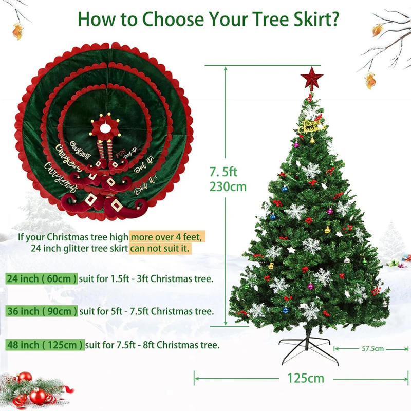 Description Picture 4 of item60-152cm Christmas Tree Decoration Christmas Tree Skirt Red Green Elf Tree Skirt Elf Tree Apron Decoration Elf leg Tree Skirt
