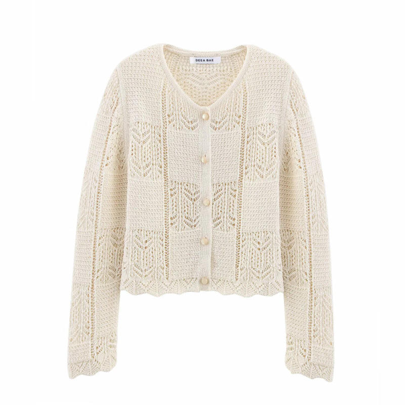 Description Picture 3 of itemSweet Knitted Shirt 2025 Spring And Autumn New Women's Clothing French Retro Hollowed Versatile Cardigan