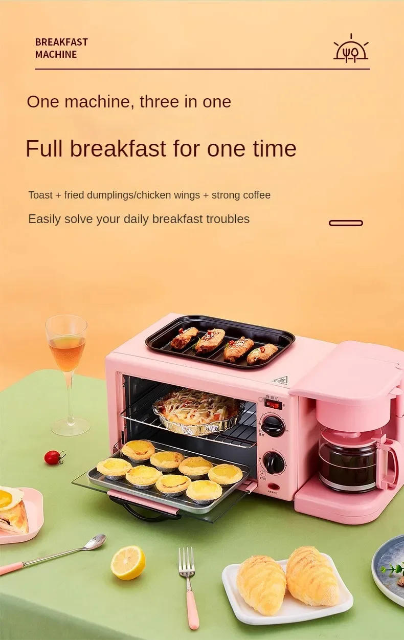 Description Picture 5 of itemMultifunctional Household Oven 3-in-1 Breakfast Machine Coffee Machine Bread Machine Intelligent Timed Baking Electric Oven