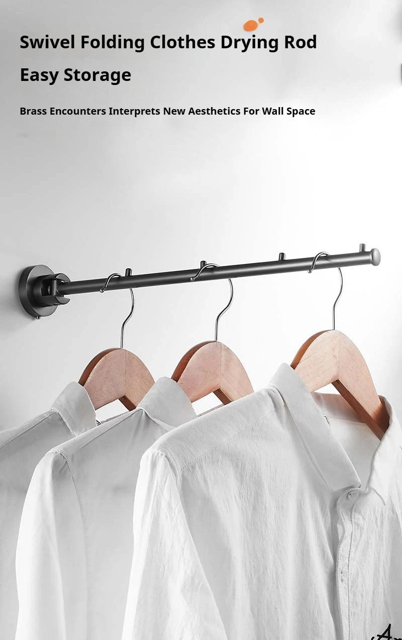 Description Picture 3 of itemElectroplating Gunmetal Grey Rotatable and Foldable Towel Racks Bathroom Hardware Accessories Perforated Installation Simplicity