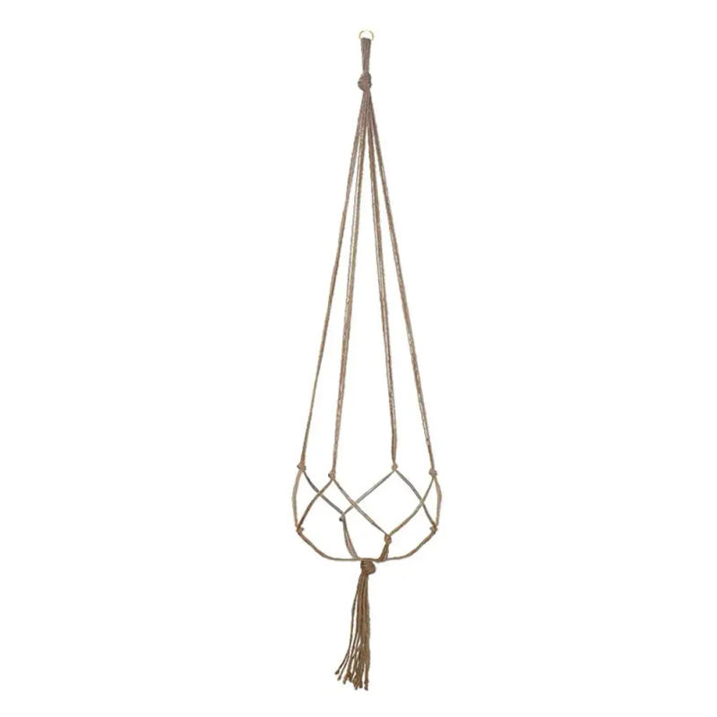 Description Picture 2 of item1pcs Braided Rope Hanging Basket  Flower Pot Straw Macrame Net Hanger Garden Holder Craft Plant Balcony Decor Accessories