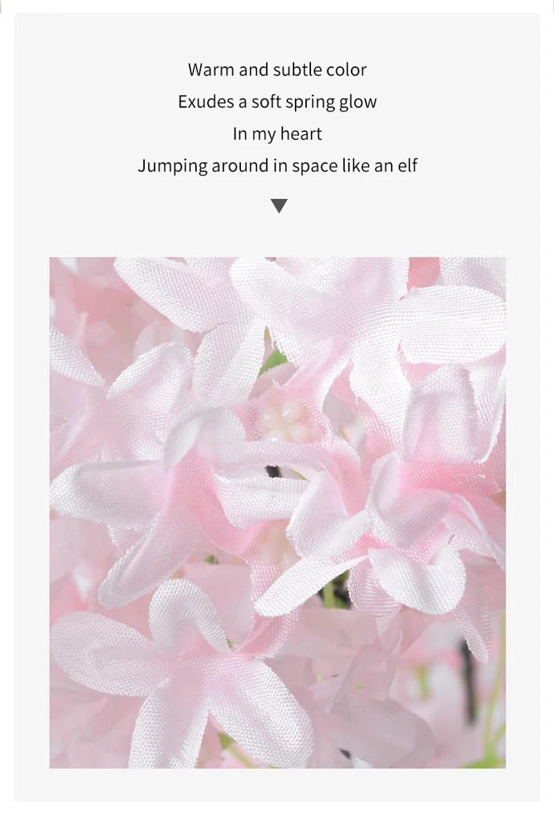 Description Picture 2 of itemArtificial Lilac Silk Cloth Home Hotel Ceiling Wedding Road Flower Arch Decoration Cross Long Branches Cherry Blossom