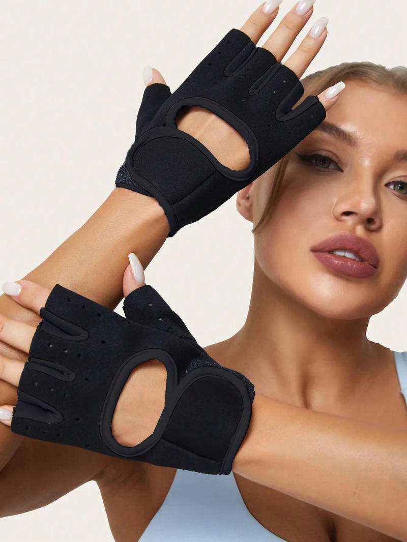 Description Picture 2 of item1 pair of fitness breathable exercise men and women training horizontal bar cycling half finger wrist guard anti slip gloves