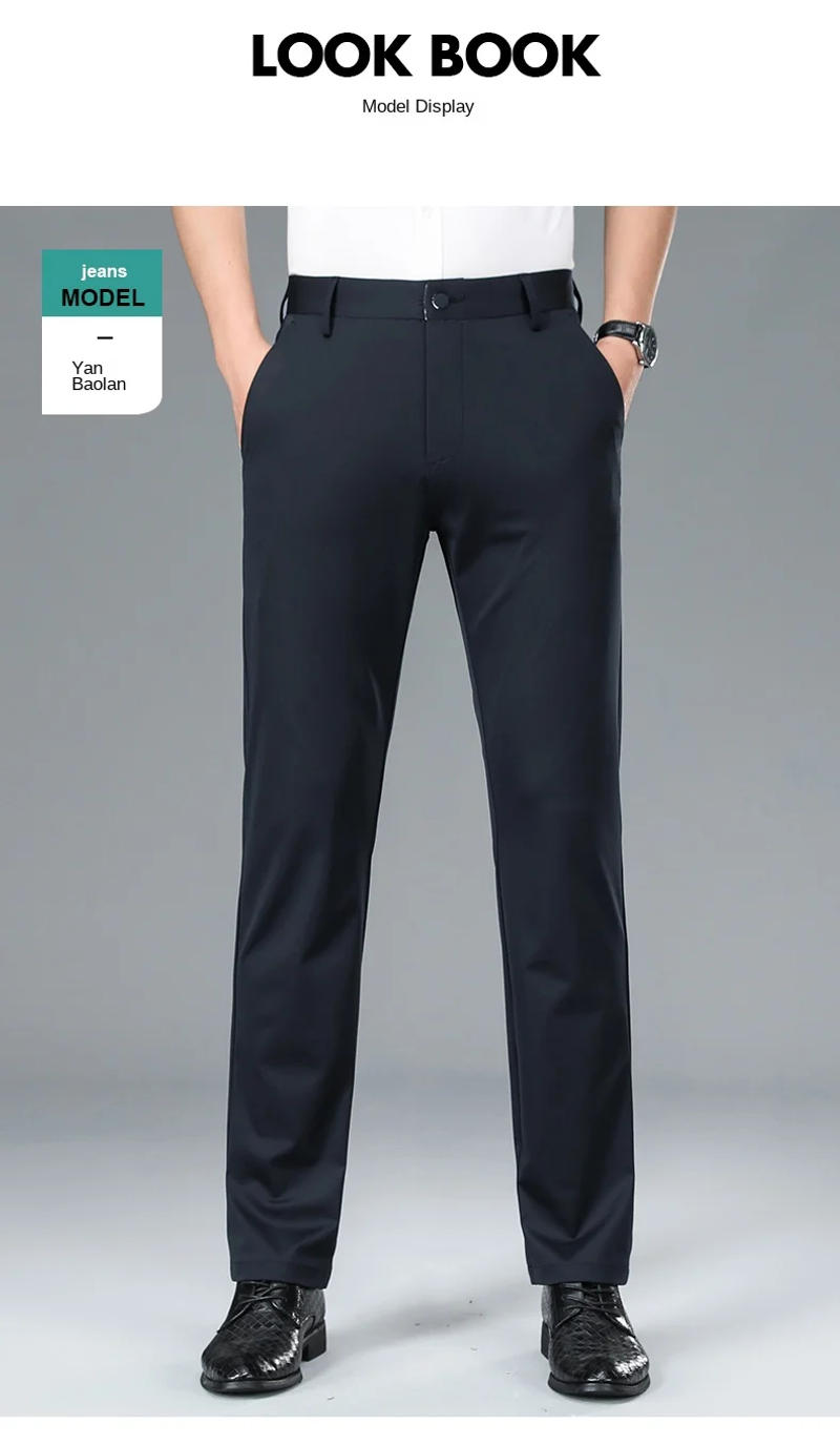 Description Picture 6 of itemGentleman Business Pants Men's 2024 Summer New High Waist Drooping Non-Ironing Straight High-End Quality Casual Suit Pants