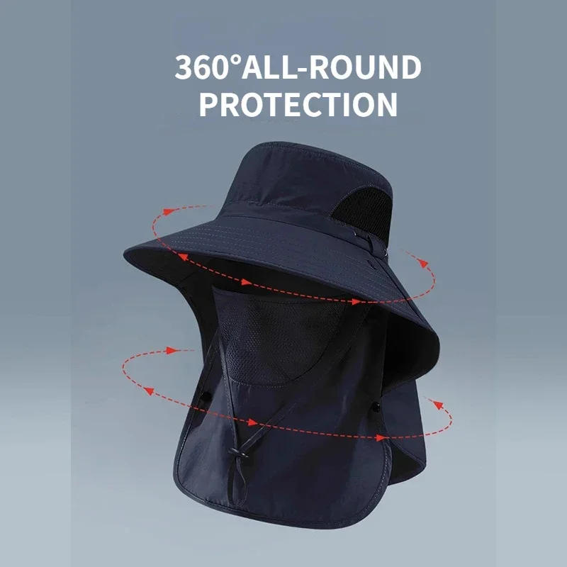 Description Picture 2 of itemSummer Sun Hats UV Protection Outdoor Hunting Fishing Cap for Men Women Hiking Camping Visor Bucket Hat Neck Flap Fisherman Hat