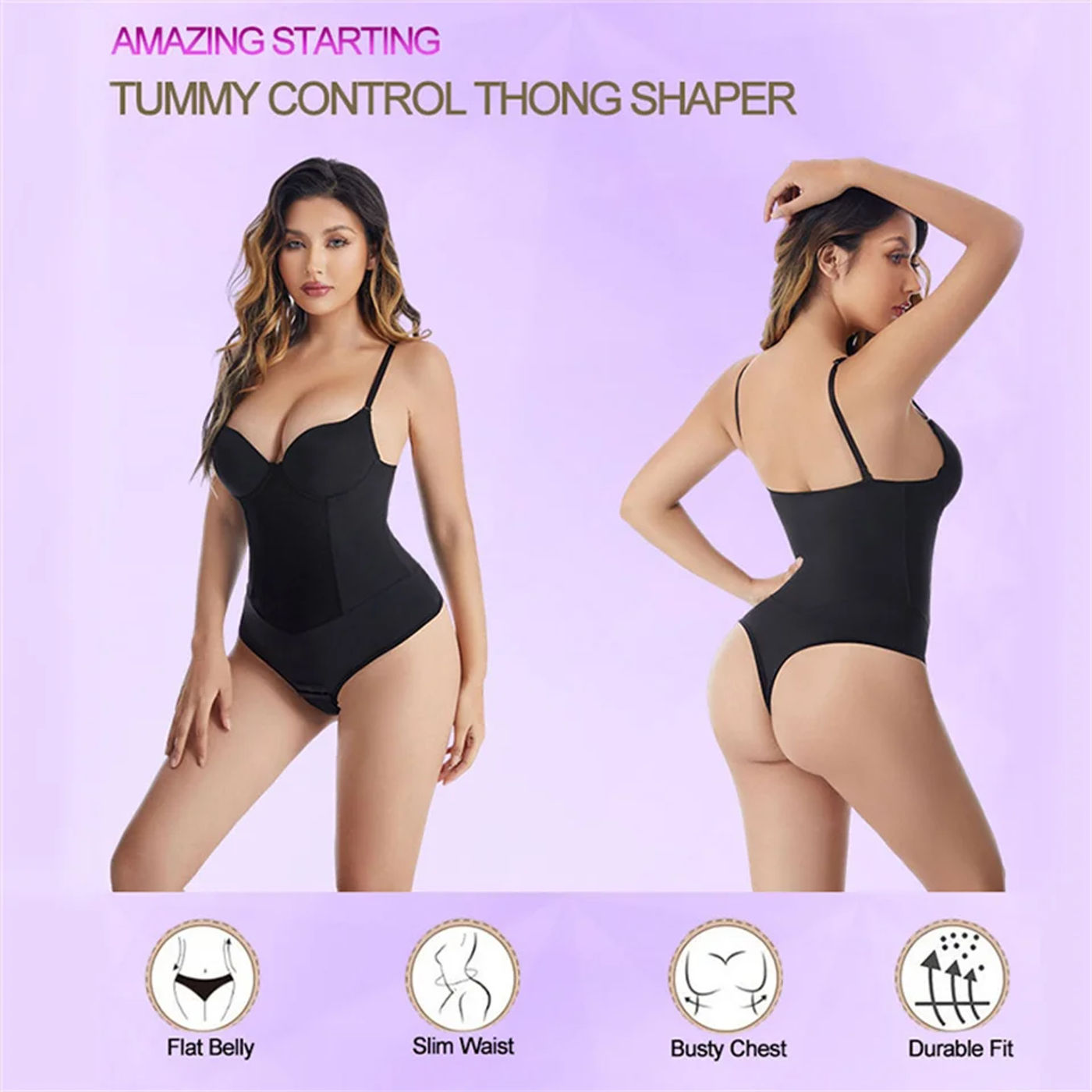 Description Picture 3 of itemWechery Bodysuit Shapewear for Women Steel Bone Slimming Flat Belly Vest Sexy Thong Waist Trainer Tummy Control Underwear