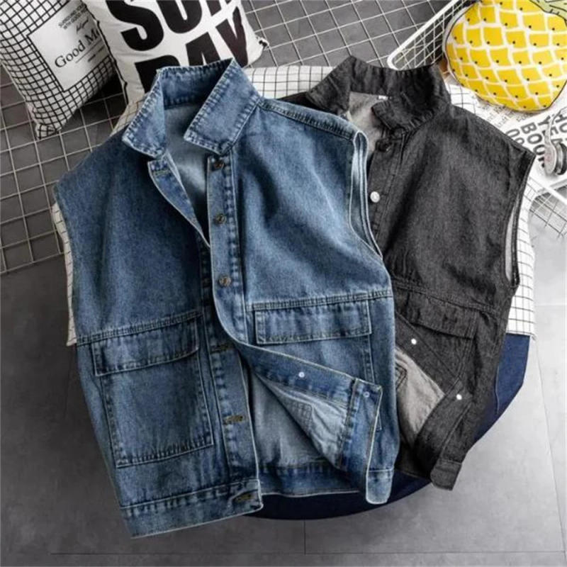Description Picture 2 of item4XL Clothing Summer Fashion Waistcoat Male Casual Big Size Jeans Jacket Men Large Size Men's Denim Vest Jacket