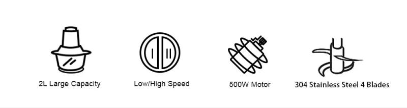 Description Picture 3 of itemNEW Food Chopper Stainless Steel 2L Electrical Food Processor Meat Grinder Blender Mixer Machine Kitchen Appliances,EU Plug