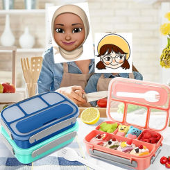 Lunch Box - Children's Bento Leak Proof Lunch Box, Safe for Returning To School with A Microwave Dishwasher Free of Bisphenol A