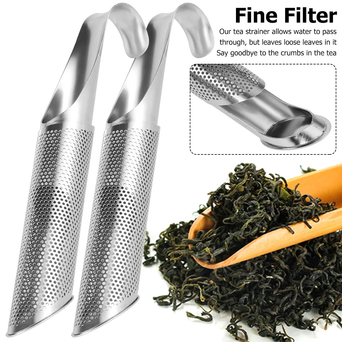 Description Picture 3 of itemStainless Steel Tea Infuser Long-Handle Pipe Design Metal Tea Strainer for Loose Tea Coffee Spice Filter Tea Steeper Accessories