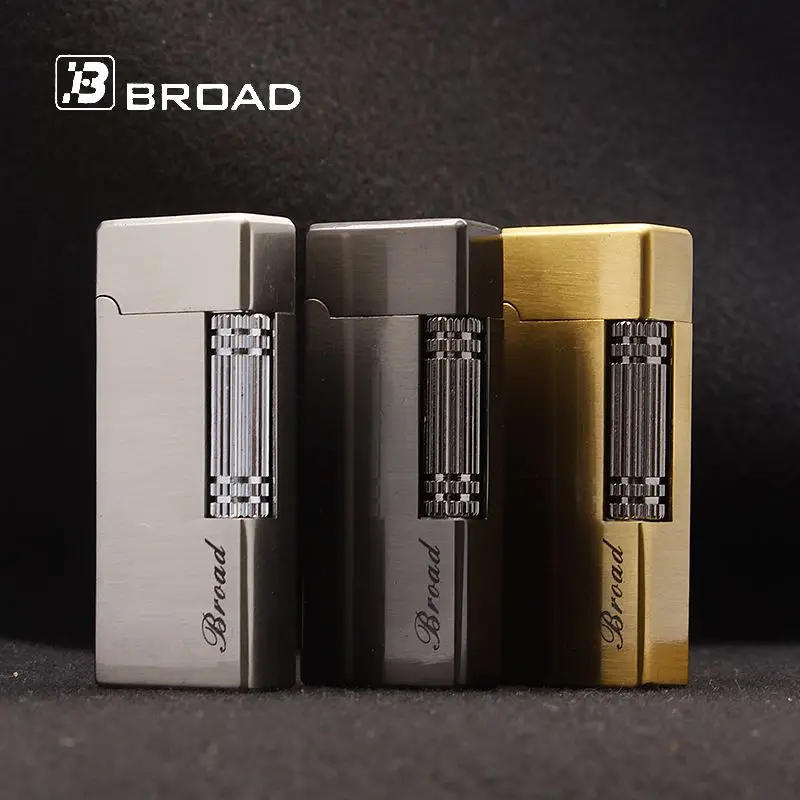 Description Picture 3 of itemBROAD Flint Gas Lighter Butane Side Slip Grinding Wheel Lighters Cigarettes Accessories Cigar Smoking Lighters Gadgets for Men