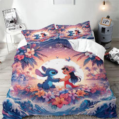 Duvet Cover Cartoon Stitch Flower Wave New Fashion Design Bedding Set Quilt Cover Pillowcase Children Bedding Bedroom Decoration